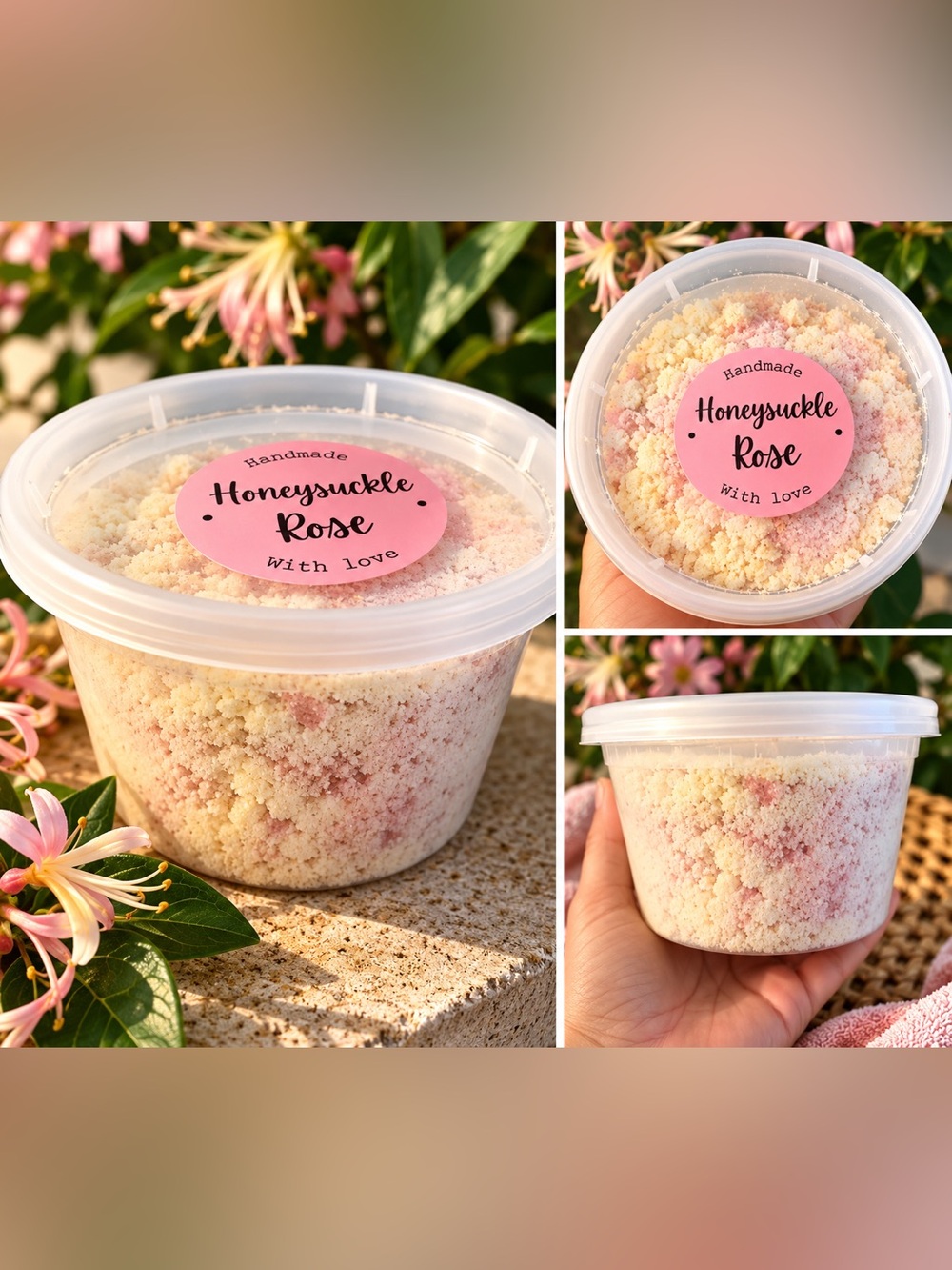 HONEYSUCKLE ROSE!  HUGE tub of BATH FIZZ SPRINKLES! 8-10 baths!